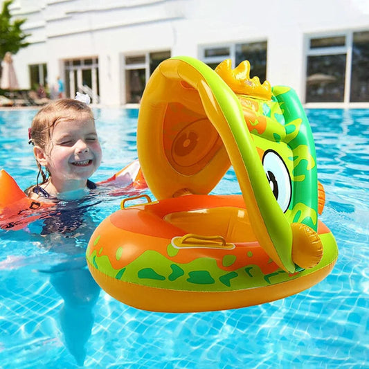 Inflatable Baby Swimming Ring with Sunshade - Perfect for Summer Pool Fun and Sun Protection