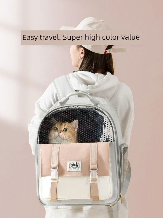 Cat Bag Outdoor Portable Breathable Canvas Pet Backpack Cat Dog Backpack Large Capacity Space Capsule Outdoor Supplies